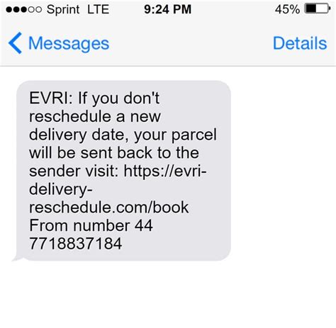 evri reschedule text.